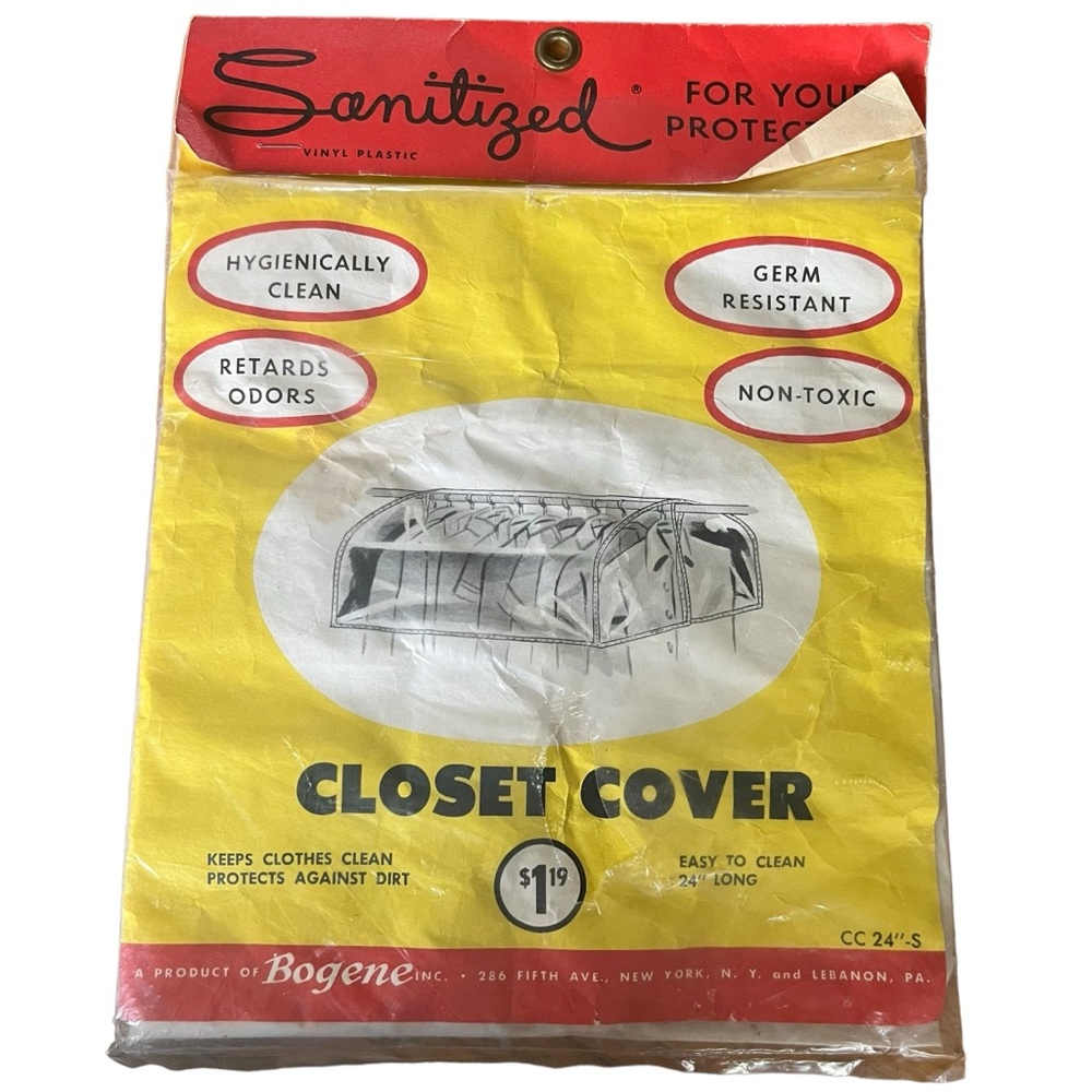 Bogene Vinyl Plastic 24” Closet Cover Sanitize Non-toxic‎ Germ Resistant
